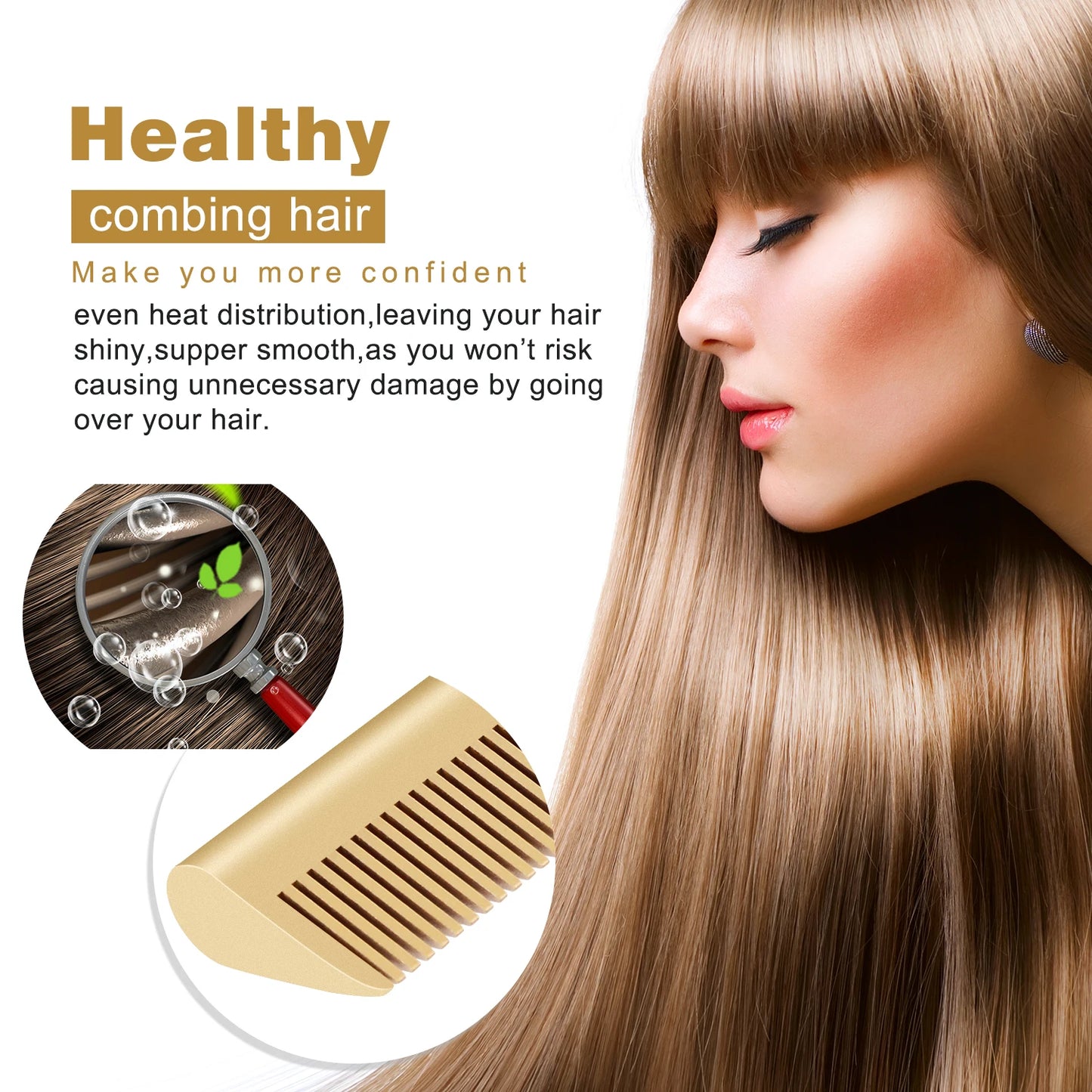 Electric Heating Comb Hair Straightener Curler Brush