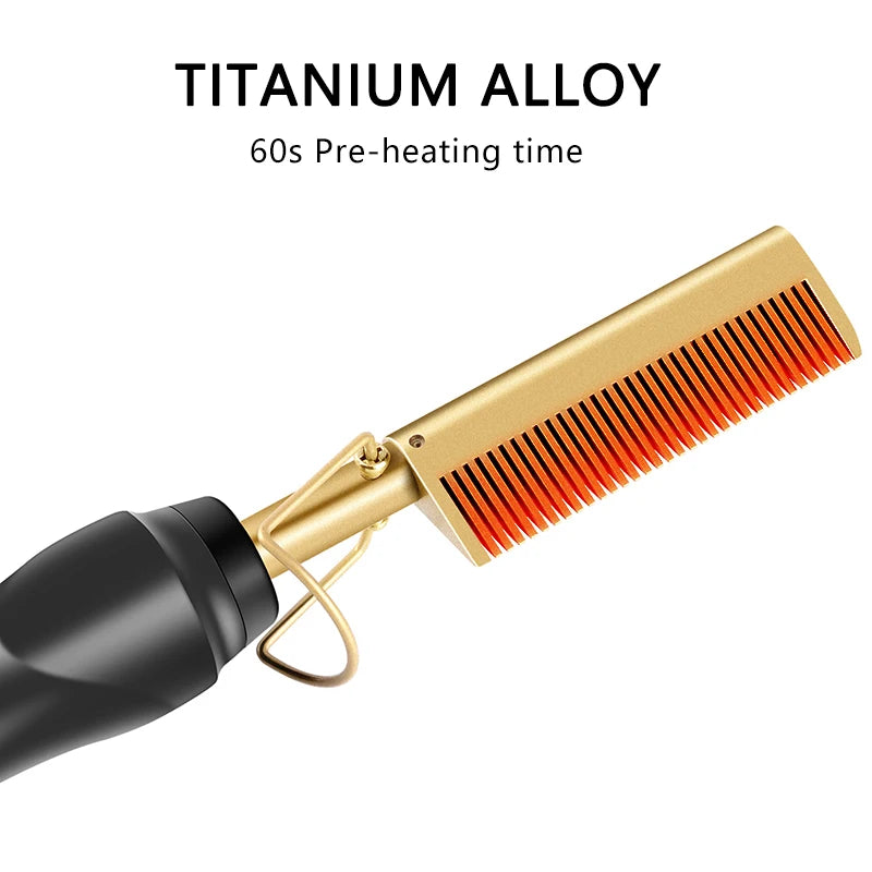 Electric Heating Comb Hair Straightener Curler Brush